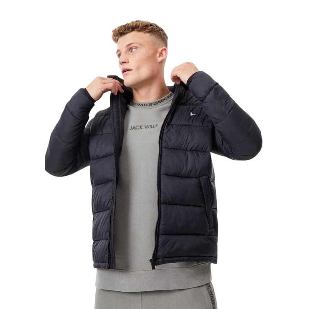 Jack Wills Mens Kershaw Embroidered Logo  Jacket / Black